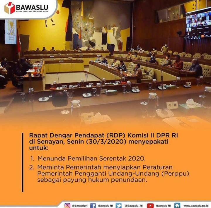 Pemilihan Serentak 2020 Sepakat Ditunda