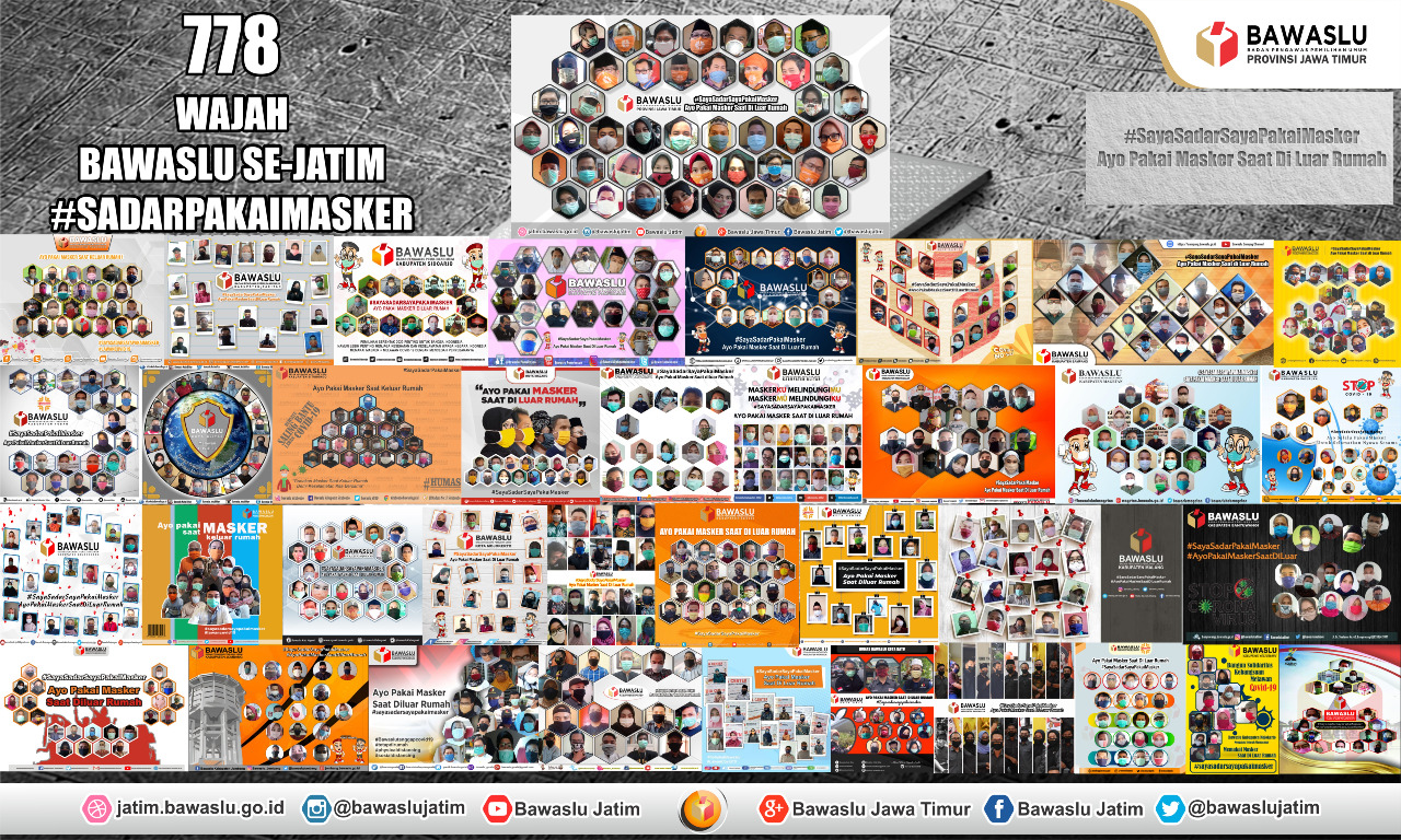 Bawaslu se-Jatim Ajak Masyarakat Pakai Masker Saat di Luar Rumah