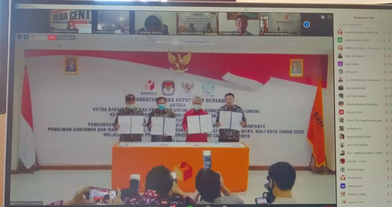 Awasi Kampanye, Bawaslu, KPU, KPI dan Dewan Pers Tanda Tangani Keputusan Bersama