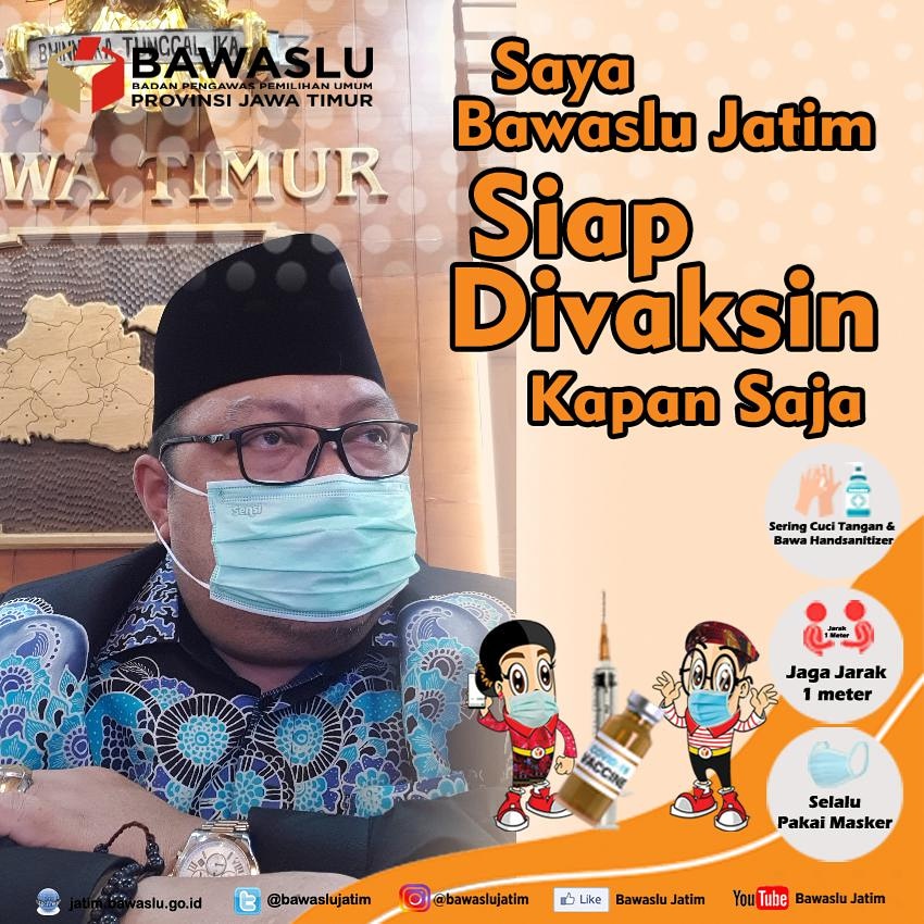 Bawaslu se-Jatim Siap Divaksin Kapan Saja