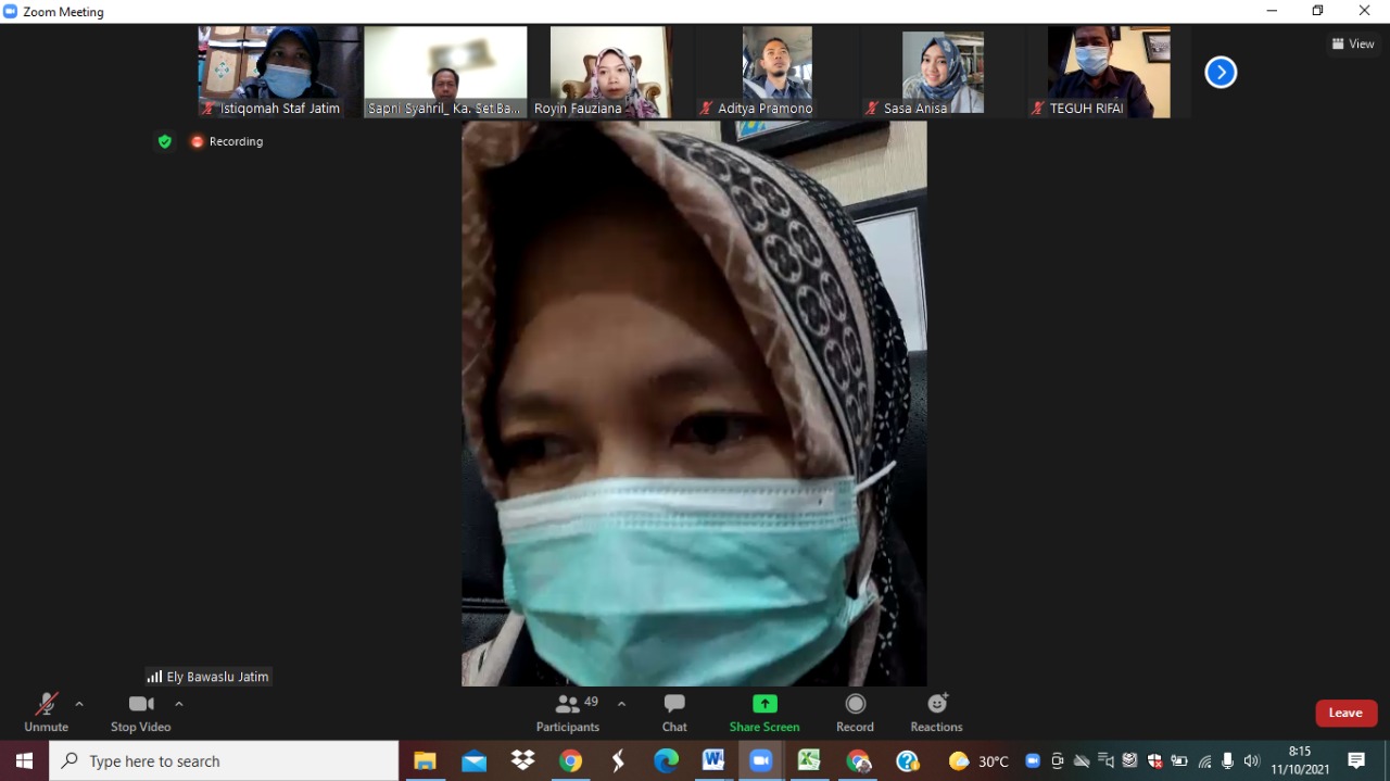 Apel Virtual, Ely Tekankan Kebersamaan di Keluarga Bawaslu Jatim