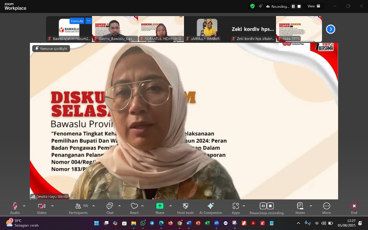 Diskusi Seri ke-5, Bawaslu Jatim Kaji Fenomena Kehadiran 100 Persen Pilkada Pamekasan