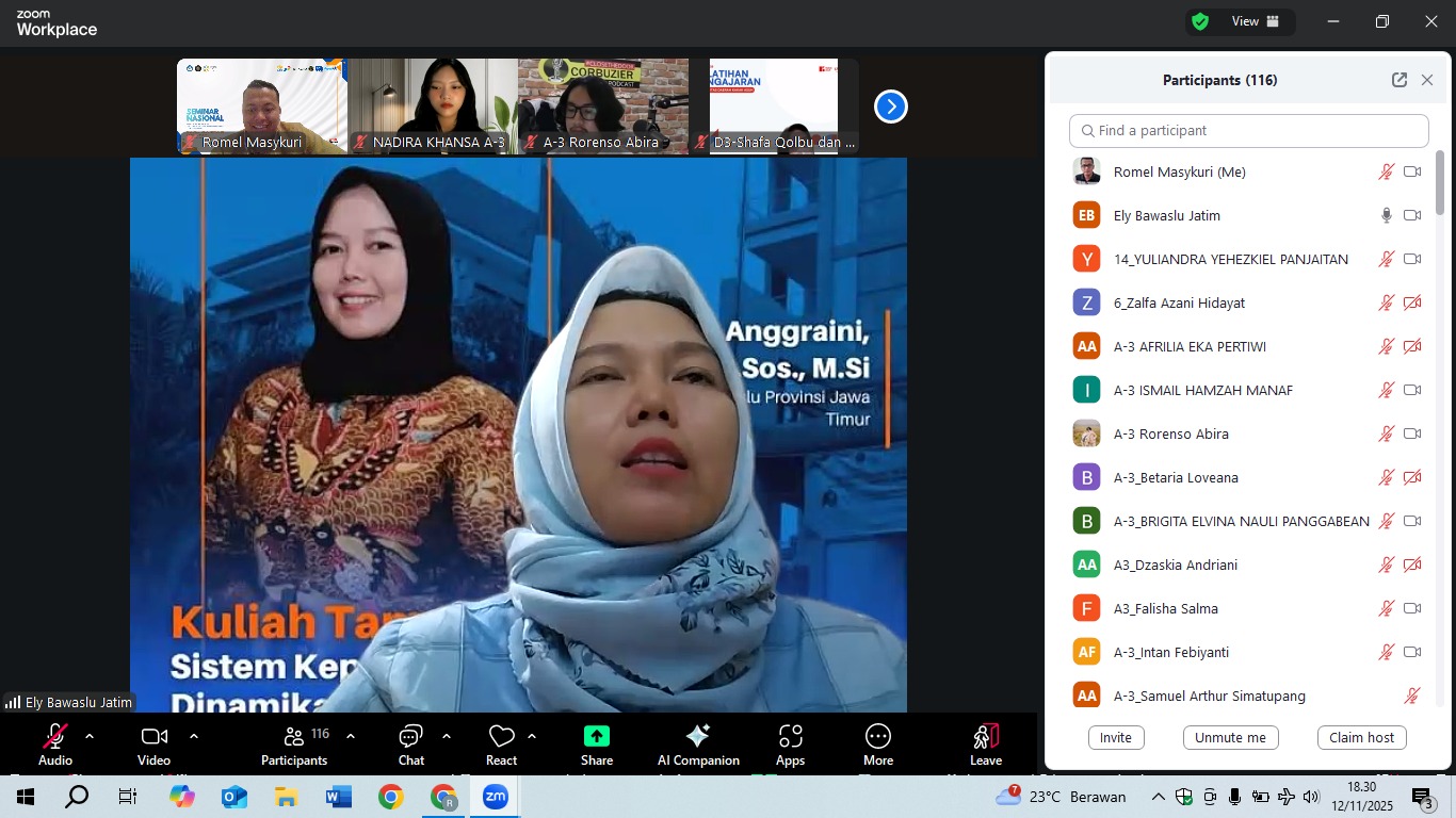 Ely Mengisi Kuliah Tamu di UB, Jabarkan Sistem Partai dan Pengawasan Elektoral