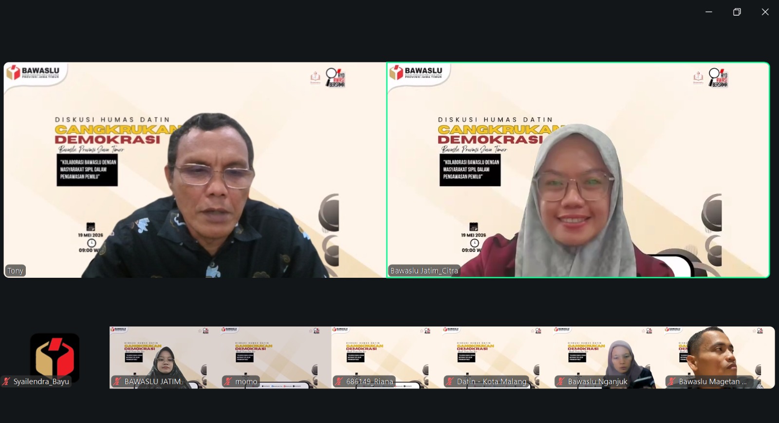 Cangkruan Demokrasi, pada Selasa, 19 Mei 2026