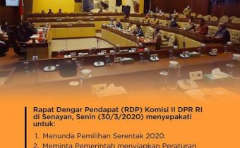 Pemilihan Serentak 2020 Sepakat Ditunda