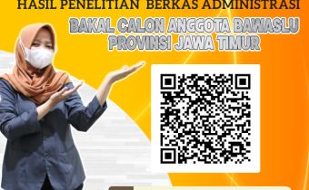 PENGUMUMAN HASIL PENELITIAN BERKAS ADMINISTRASI CALON ANGGOTA BAWASLU PROVINSI JAWA TIMUR