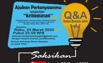 Jaga Jarak, Bawaslu Jatim akan Lakukan Q  & A (Anda Bertanya, Bawaslu Menjawab)